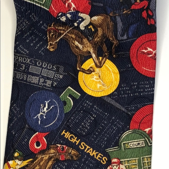 ECHO vintage horse racing themed necktie OS - Picture 2 of 3